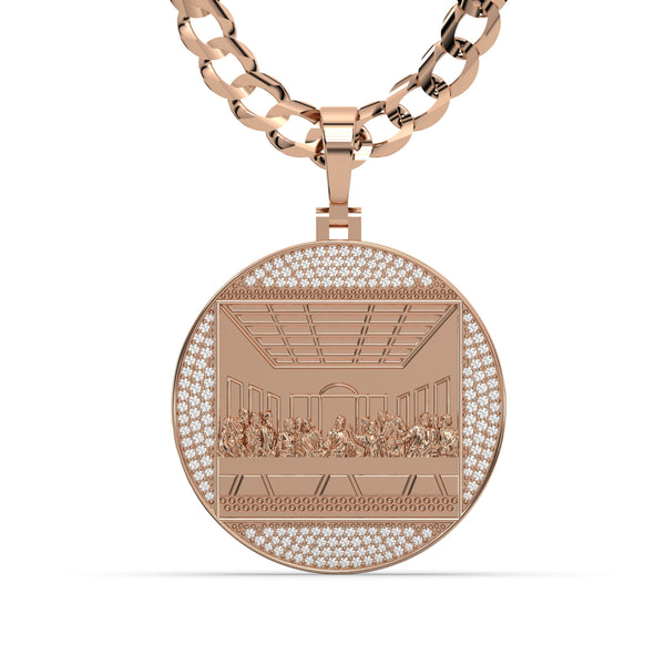 Men's VVS Lab Diamond Customizable Rose Gold Last Supper Necklace Pendant