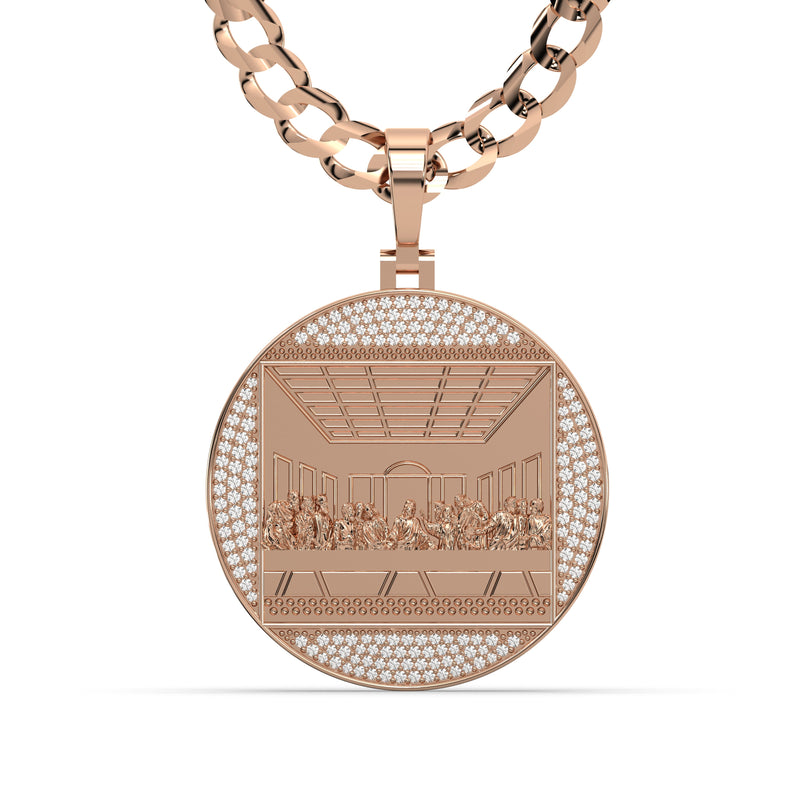 Men's VVS Lab Diamond Customizable Rose Gold Last Supper Necklace Pendant