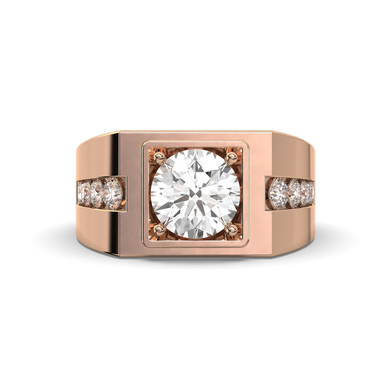 Men's Jewelry - Men's VVS Lab Diamond Round Engagement Ring | Rose Gold