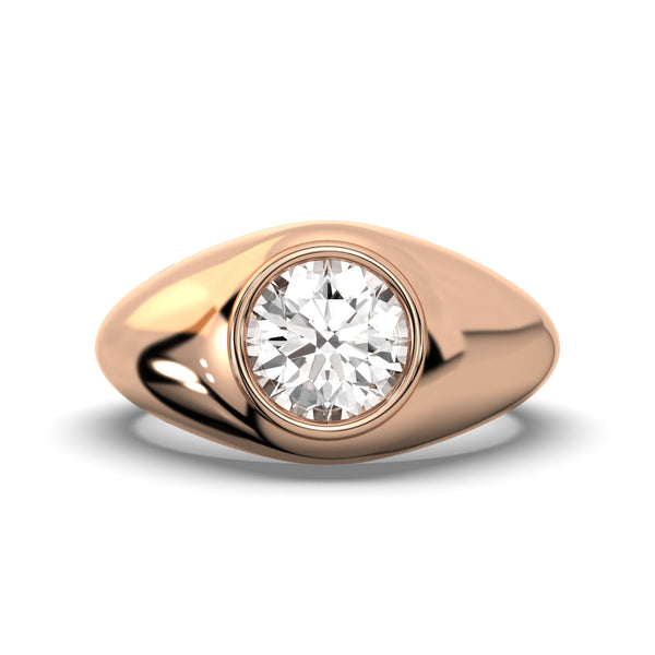 Men's Jewelry - Men's VVS Lab Diamond Round Brilliant Cut Solitaire Engagement Ring | Rose Gold