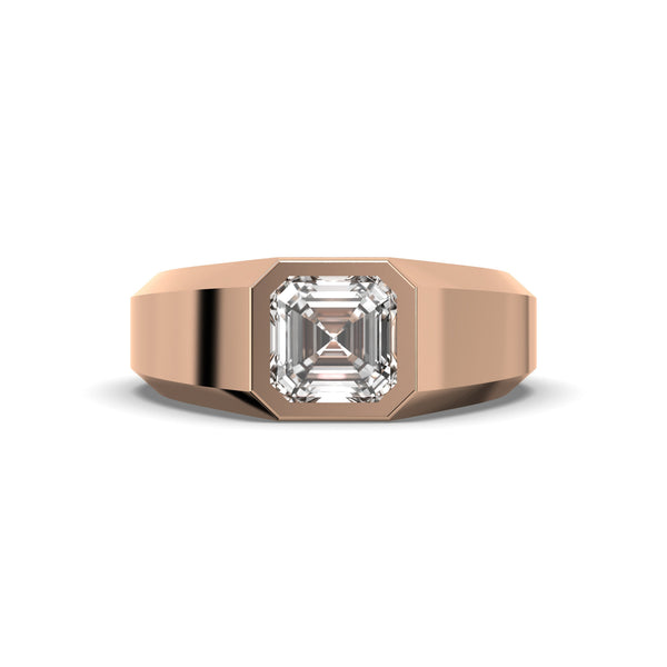 Men's Jewelry - Men's VVS Lab Diamond Princess Cut Solitaire Engagement Ring | Rose Gold
