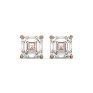 Men's Jewelry- Male VVS Lab Diamond Asher Cut Stud Earrings | 14K Rose Gold