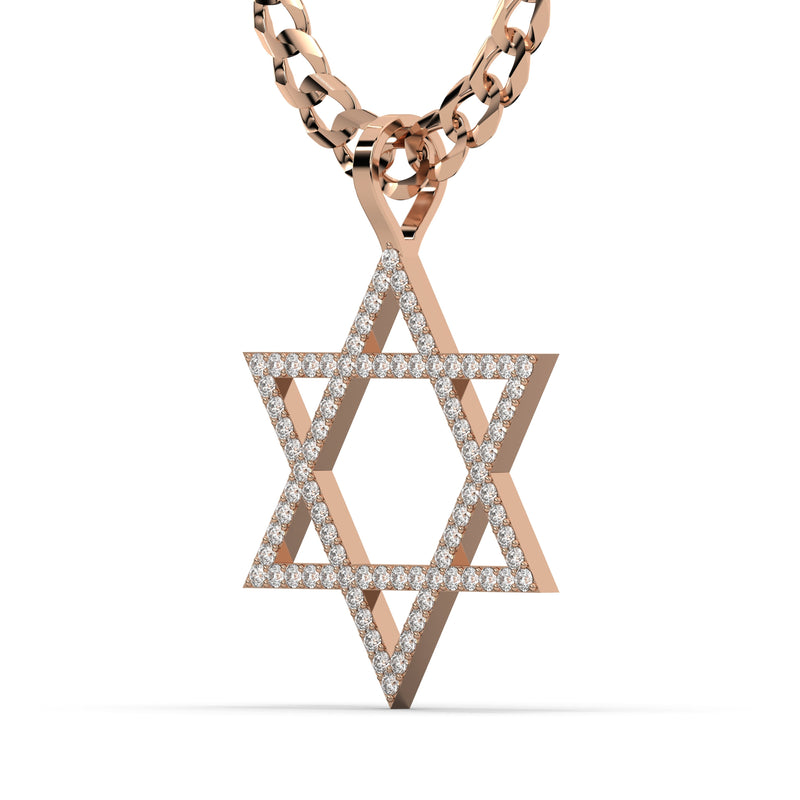 Men's VVS Lab Diamond Customizable Rose Gold Star of David Necklace Pendant