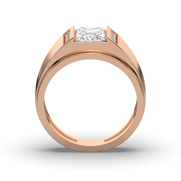 Men's Jewelry - Men's VVS Lab Diamond Emerald Cut Engagement Ring | Rose Gold