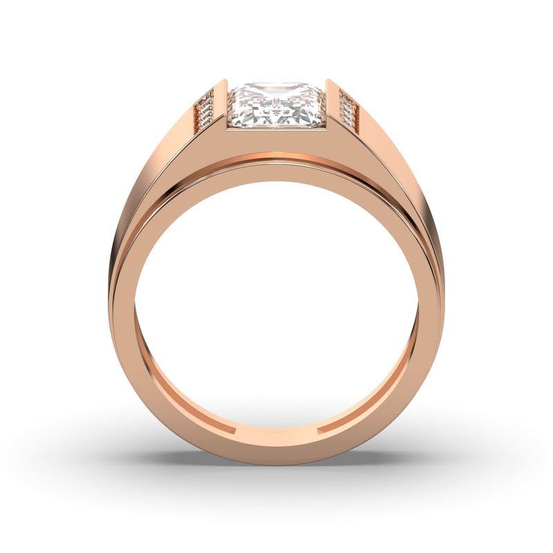 Men's Jewelry - Men's VVS Lab Diamond Emerald Cut Engagement Ring | Rose Gold