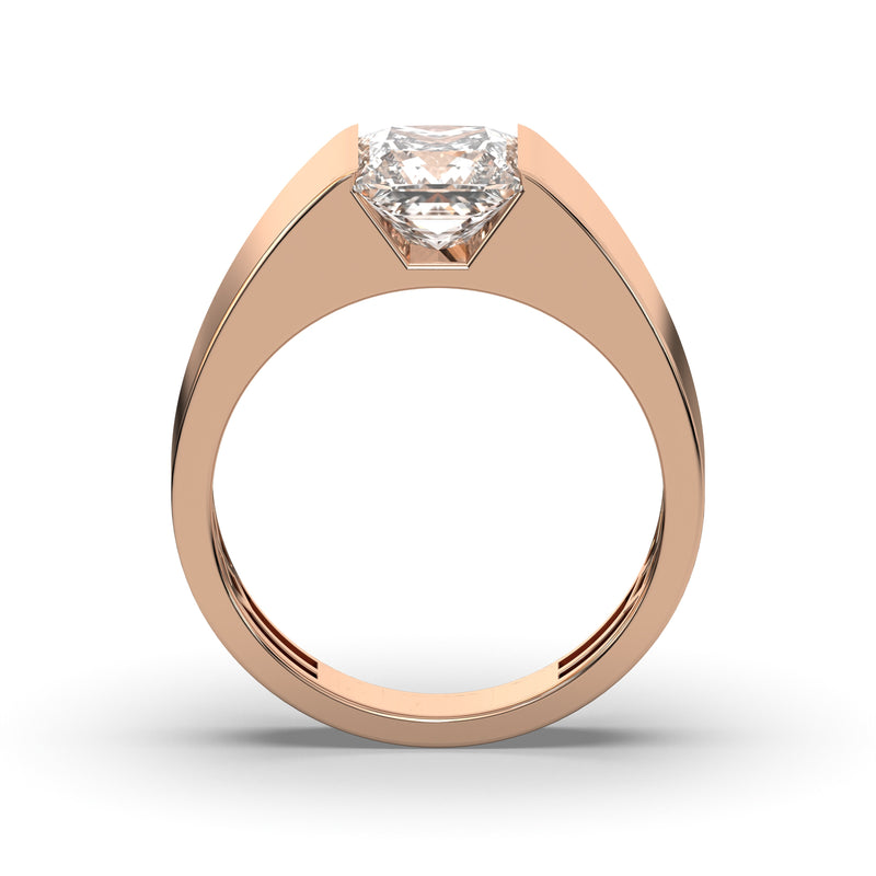 Men's Jewelry - Men's VVS Lab Diamond Princess Cut Solitaire Engagement Ring | Rose Gold