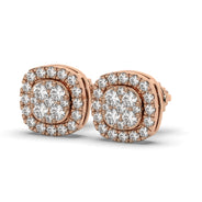 Men's Jewelry - VVS Lab Diamond Cluster Stud Earrings For Men | 14K Rose Gold