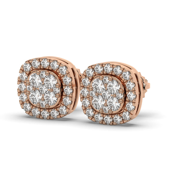 Men's Jewelry - VVS Lab Diamond Cluster Stud Earrings For Men | 14K Rose Gold