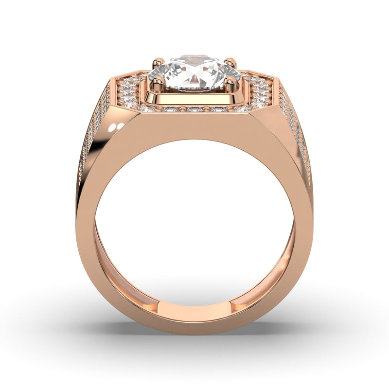 Men's Jewelry - Men's VVS Lab Diamond Ring | Round Brilliant Cut Halo| Rose Gold