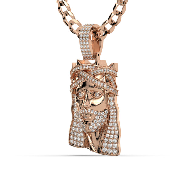 Men's Rose Gold VVS Lab Grown Diamond Customizable Jesus Necklace Pendant