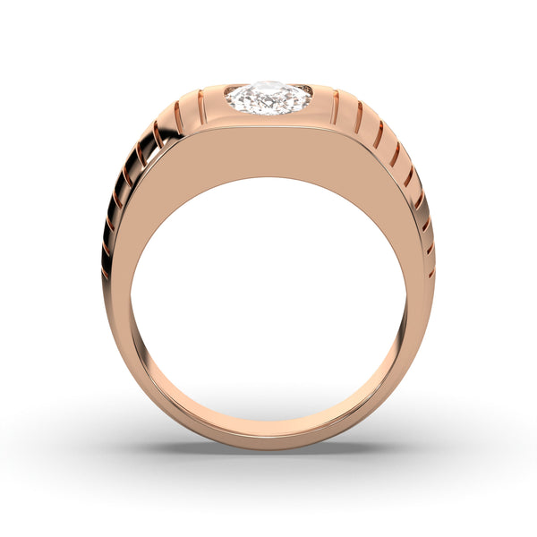 Men's Jewelry - Men's VVS Lab Diamond Oval Solitaire Engagement Ring |  Rose Gold