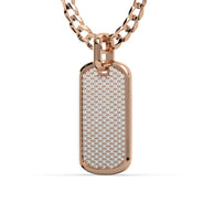 Men's VVS Lab Diamond Customizable Rose Gold Dog Tag Necklace Pendant