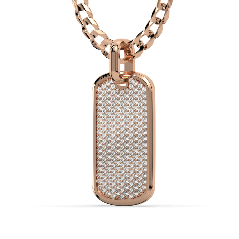 Men's VVS Lab Diamond Customizable Rose Gold Dog Tag Necklace Pendant