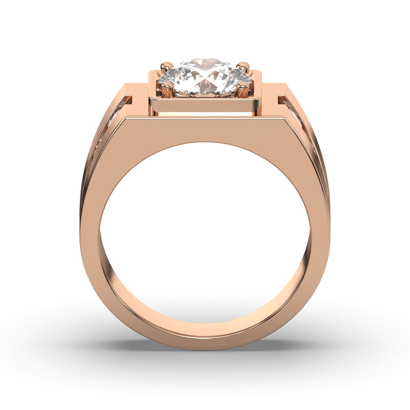 Men's Jewelry - Men's VVS Lab Diamond Round Engagement Ring | Rose Gold