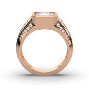 Men's Jewelry - Men's VVS Lab Diamond Emerald Cut Engagement Ring | Rose Gold