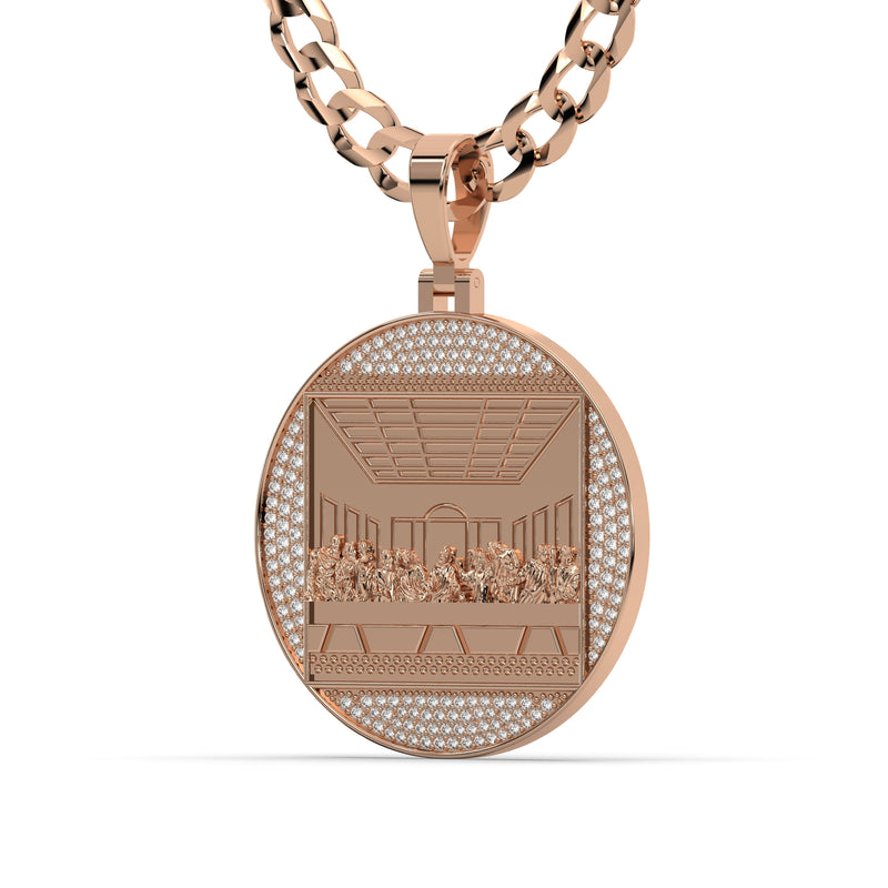 Men's VVS Lab Diamond Customizable Rose Gold Last Supper Necklace Pendant