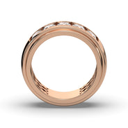 Men's Jewelry - Men's VVS Lab Diamond 5 Stone Wedding Band |  Rose Gold