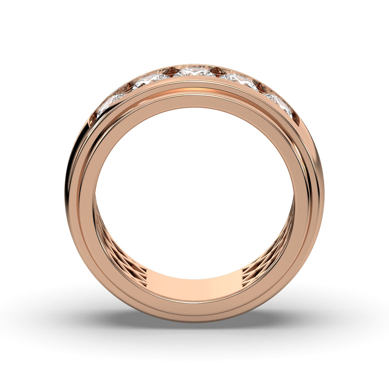 Men's Jewelry - Men's VVS Lab Diamond 5 Stone Wedding Band |  Rose Gold