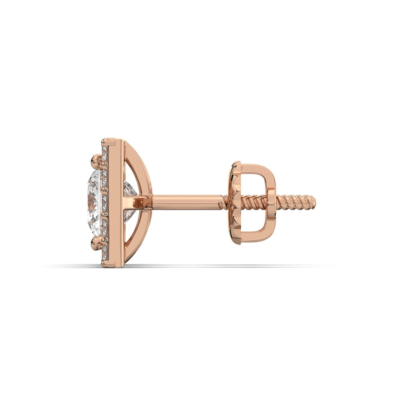 Men's Jewelry - VVS Lab Diamond Halo Princess Stud Earrings For Men | 14K Rose Gold