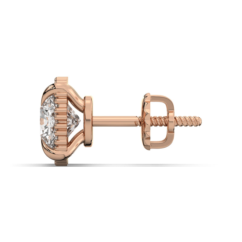Men's Jewelry - VVS Lab Diamond Halo Stud Earrings For Men | 14K Rose Gold