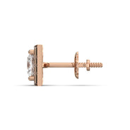 Men's Jewelry - VVS Lab Diamond Halo Princess Stud Earrings For Men | 14K Rose Gold