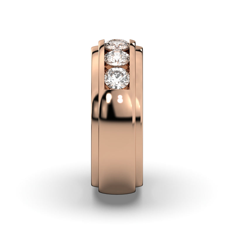 Men's Jewelry - Men's VVS Lab Diamond 5 Stone Wedding Band |  Rose Gold