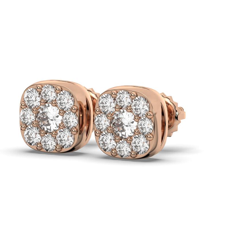 Men's Jewelry - VVS Lab Diamond Cluster Stud Earrings For Men | 14K Rose Gold