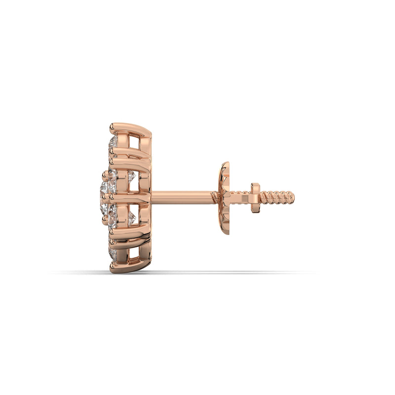 Men's Jewelry - VVS Lab Diamond Cluster Stud Earrings For Men | 14K Rose Gold