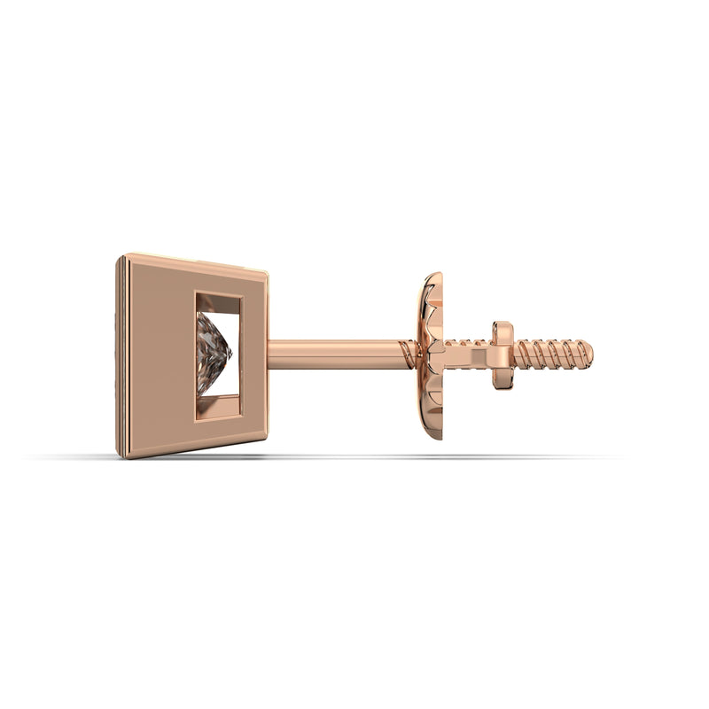 Men's Jewelry - VVS Lab Diamond Princess Cut Stud Earrings For Men | 14K Rose Gold