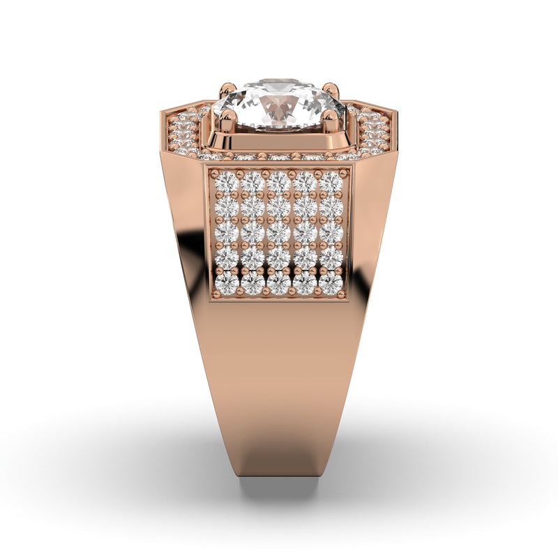 Men's Jewelry - Men's VVS Lab Diamond Ring | Round Brilliant Cut Halo| Rose Gold