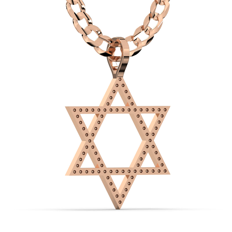 Men's VVS Lab Diamond Customizable Rose Gold Star of David Necklace Pendant
