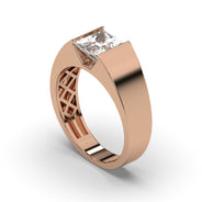Men's Jewelry - Men's VVS Lab Diamond Princess Cut Solitaire Engagement Ring | Rose Gold