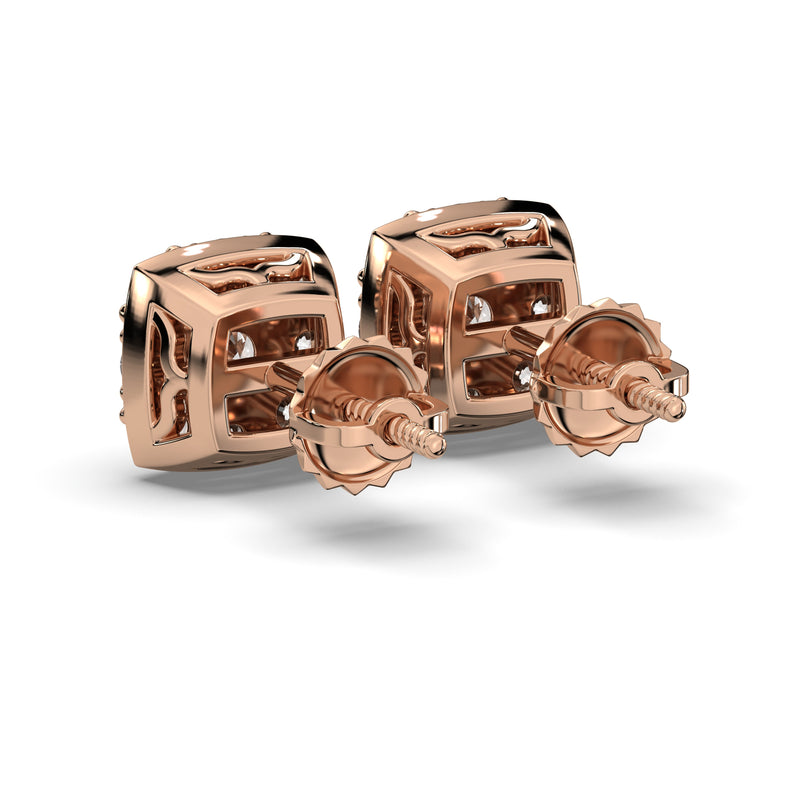 Men's Jewelry - VVS Lab Diamond Cluster Stud Earrings For Men | 14K Rose Gold