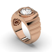 Men's Jewelry - Men's VVS Lab Diamond Round Brilliant Cut Solitaire Engagement Ring | Rose Gold