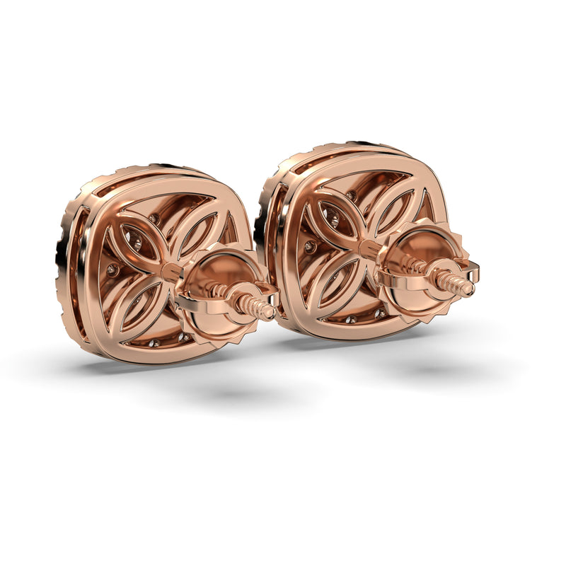 Men's Jewelry - VVS Lab Diamond Cluster Stud Earrings For Men | 14K Rose Gold