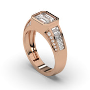 Men's Jewelry - Men's VVS Lab Diamond Emerald Cut Engagement Ring | Rose Gold
