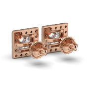 Men's Jewelry - VVS Lab Diamond Halo Princess Stud Earrings For Men | 14K Rose Gold