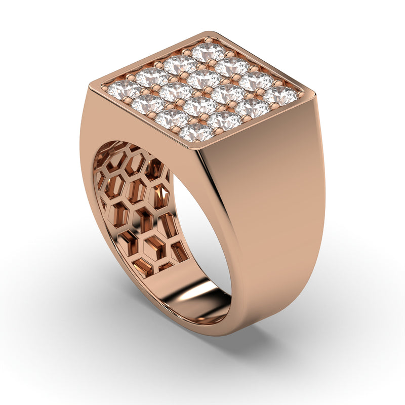 Men's Jewelry - Men's VVS Lab Diamond Square Diamond Ring | Rose Gold