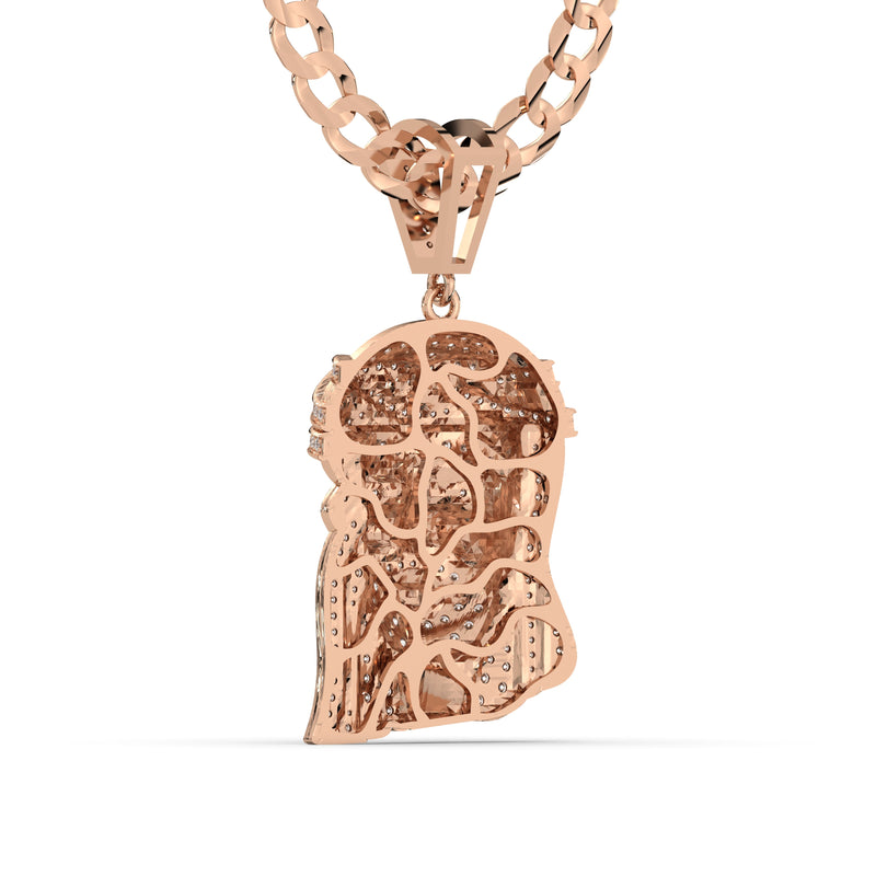 Men's Rose Gold VVS Lab Grown Diamond Customizable Jesus Necklace Pendant