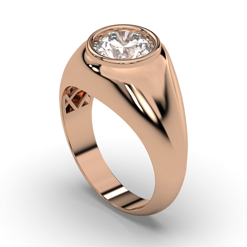 Men's Jewelry - Men's VVS Lab Diamond Round Brilliant Cut Solitaire Engagement Ring | Rose Gold