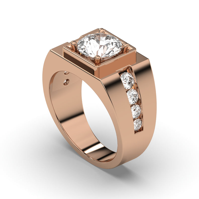 Men's Jewelry - Men's VVS Lab Diamond Round Engagement Ring | Rose Gold