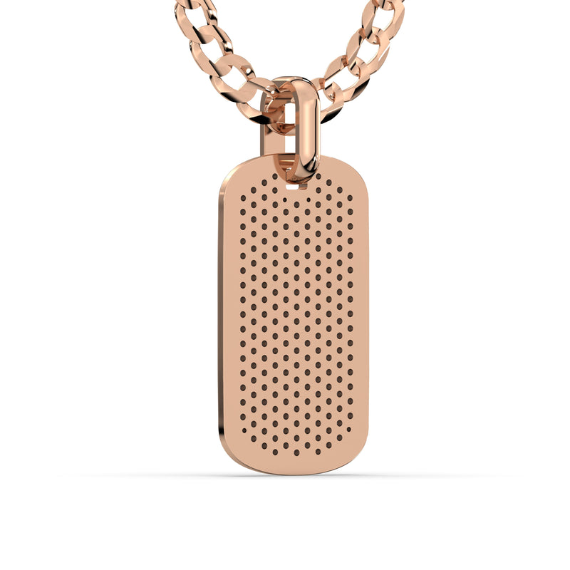 Men's VVS Lab Diamond Customizable Rose Gold Dog Tag Necklace Pendant
