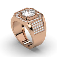 Men's Jewelry - Men's VVS Lab Diamond Ring | Round Brilliant Cut Halo| Rose Gold