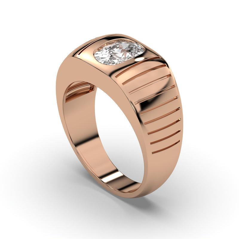 Men's Jewelry - Men's VVS Lab Diamond Oval Solitaire Engagement Ring |  Rose Gold