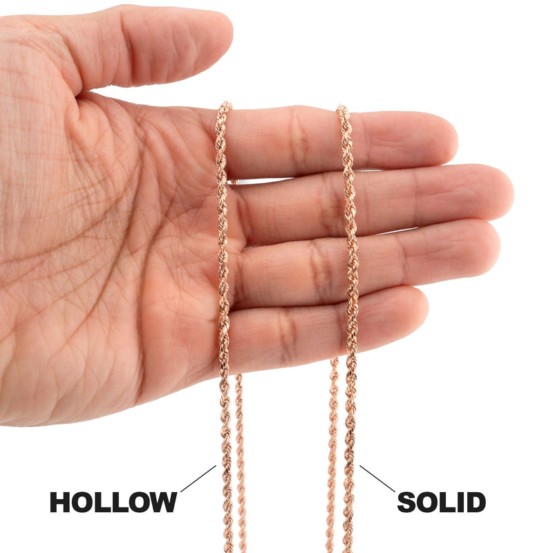 10K Rose Gold Rope Necklace / 3 MM