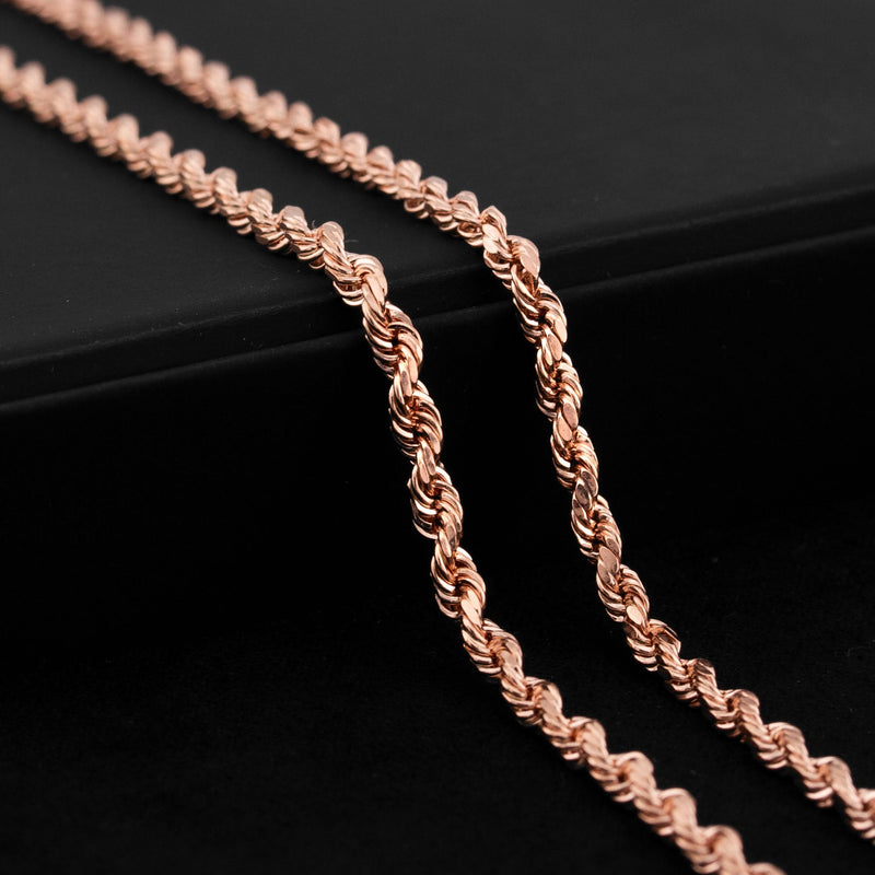 10K Rose Gold Rope Necklace / 3 MM
