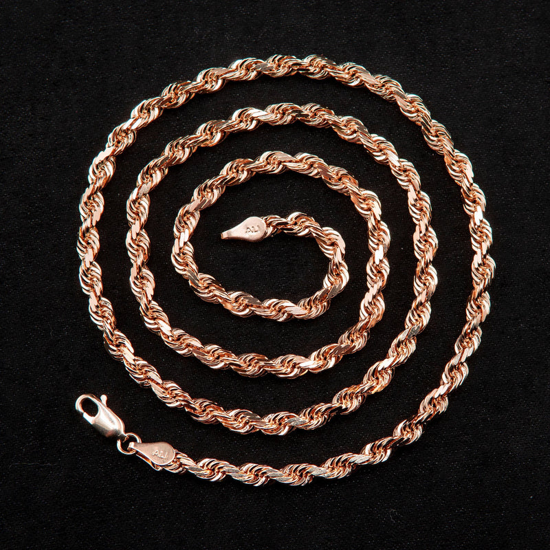 10K Rose Gold Rope Necklace / 3 MM