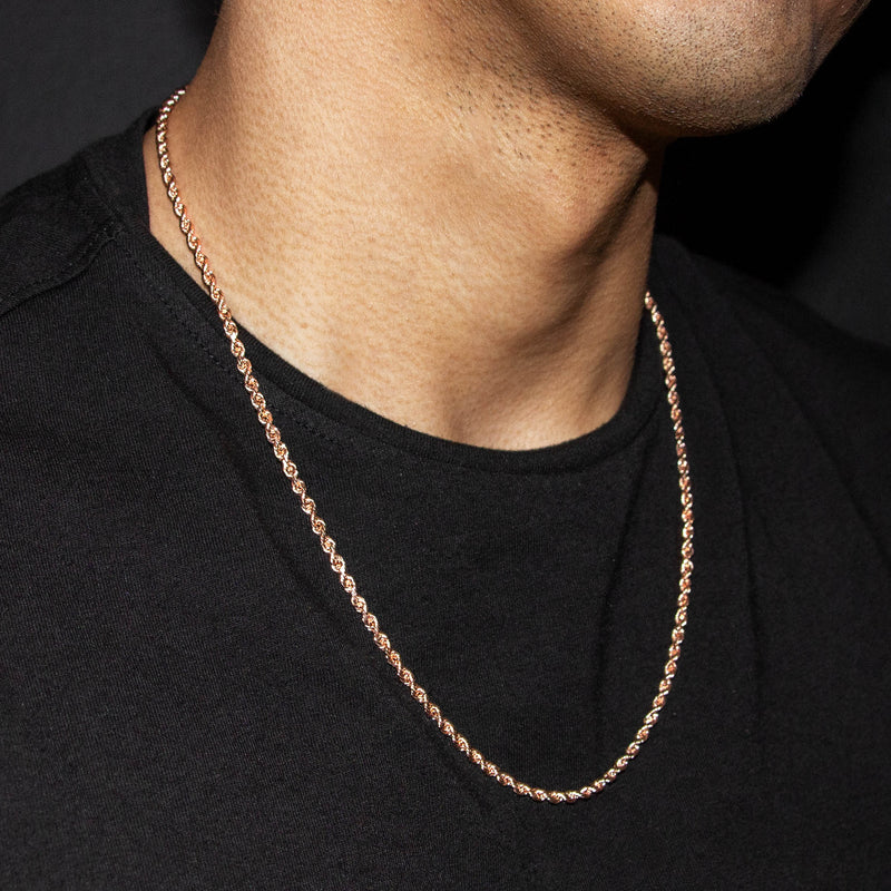 10K Rose Gold Rope Necklace / 3 MM