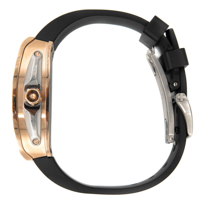 Frost NYC Mens Watch - Automatic Skeleton Rose Sport Watch | FRST-01-RC | Black