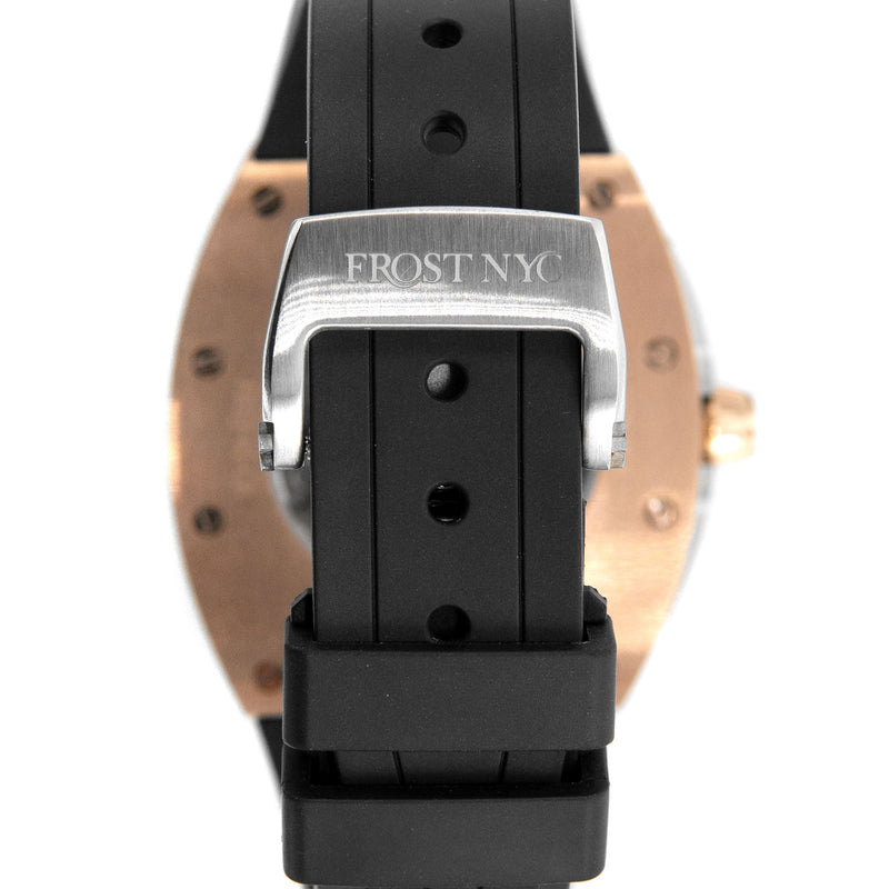 Frost NYC Mens Watch - Automatic Skeleton Rose Sport Watch | FRST-01-RC | Black